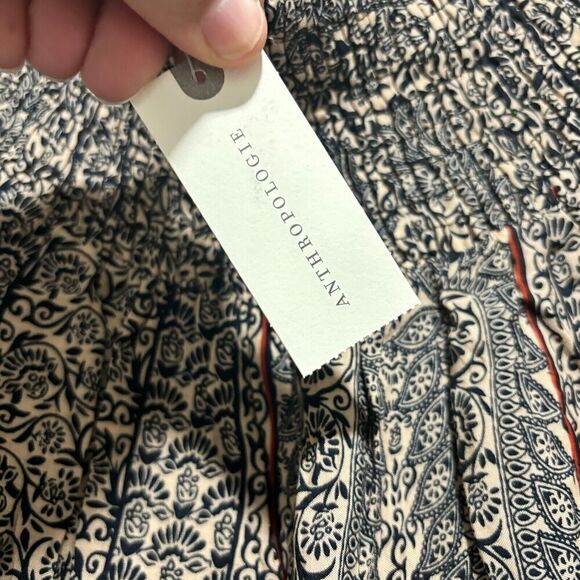 NWT Anthropologie Vanessa Virginia Off Shoulder Blouse M Black Motif Boho Floral - Picture 7 of 9